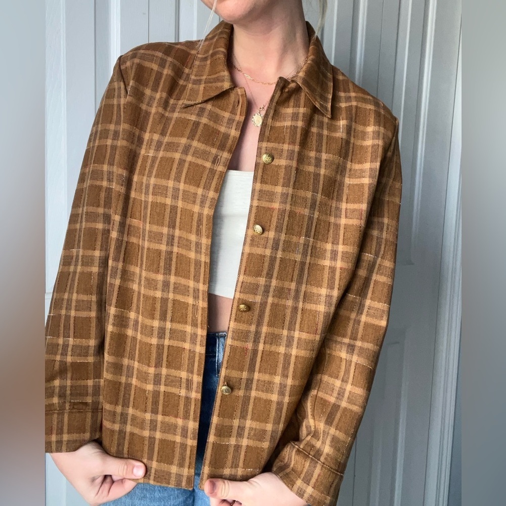 Nikki Checkered Tan Jacket/blazer